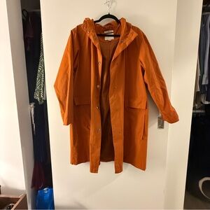 Orange Hooded Rain Coat